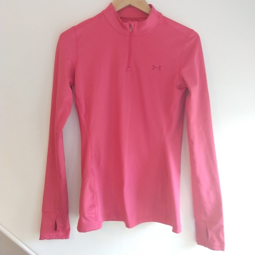 UNDER ARMOUR Fitted 1/4 Zip Hot Pink Long Sleeve - Picture 1 of 11